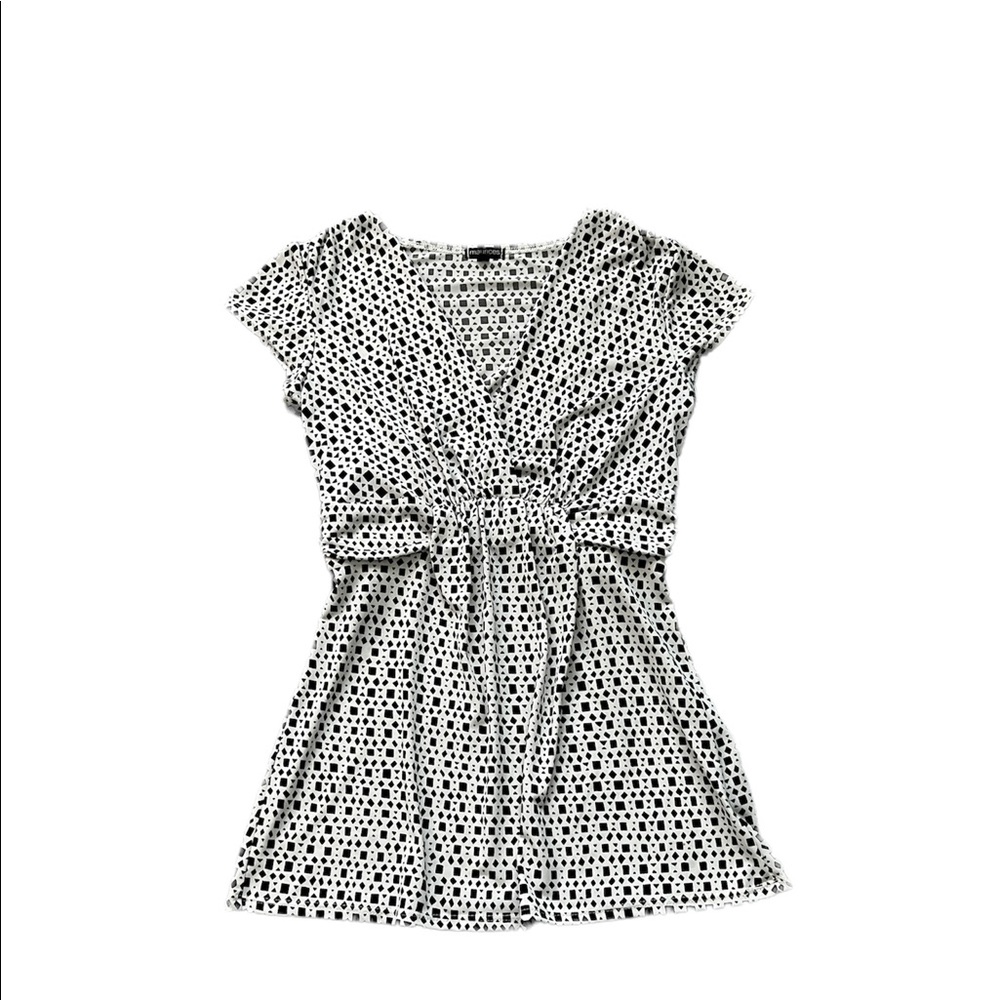 Maurices - Tie-back Blouse - Black & White Pattern - Size:Small